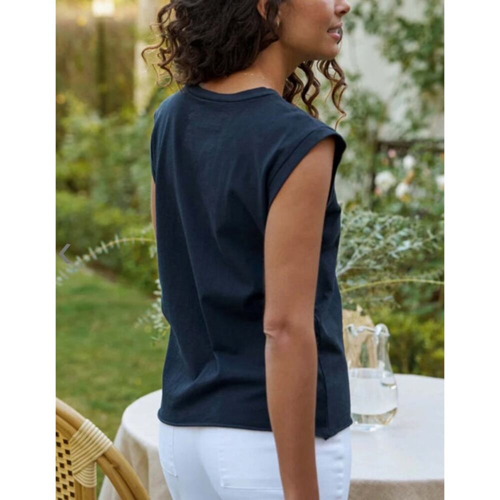 Earnest Sewn New York Womens Black Cotton Muscle Caviar Tee Shirt Size Medium